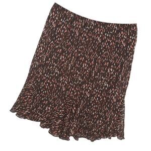 Dress Barn Women's Sheer Midi Skirt Sz 16W Layered AOP Brown Pink White